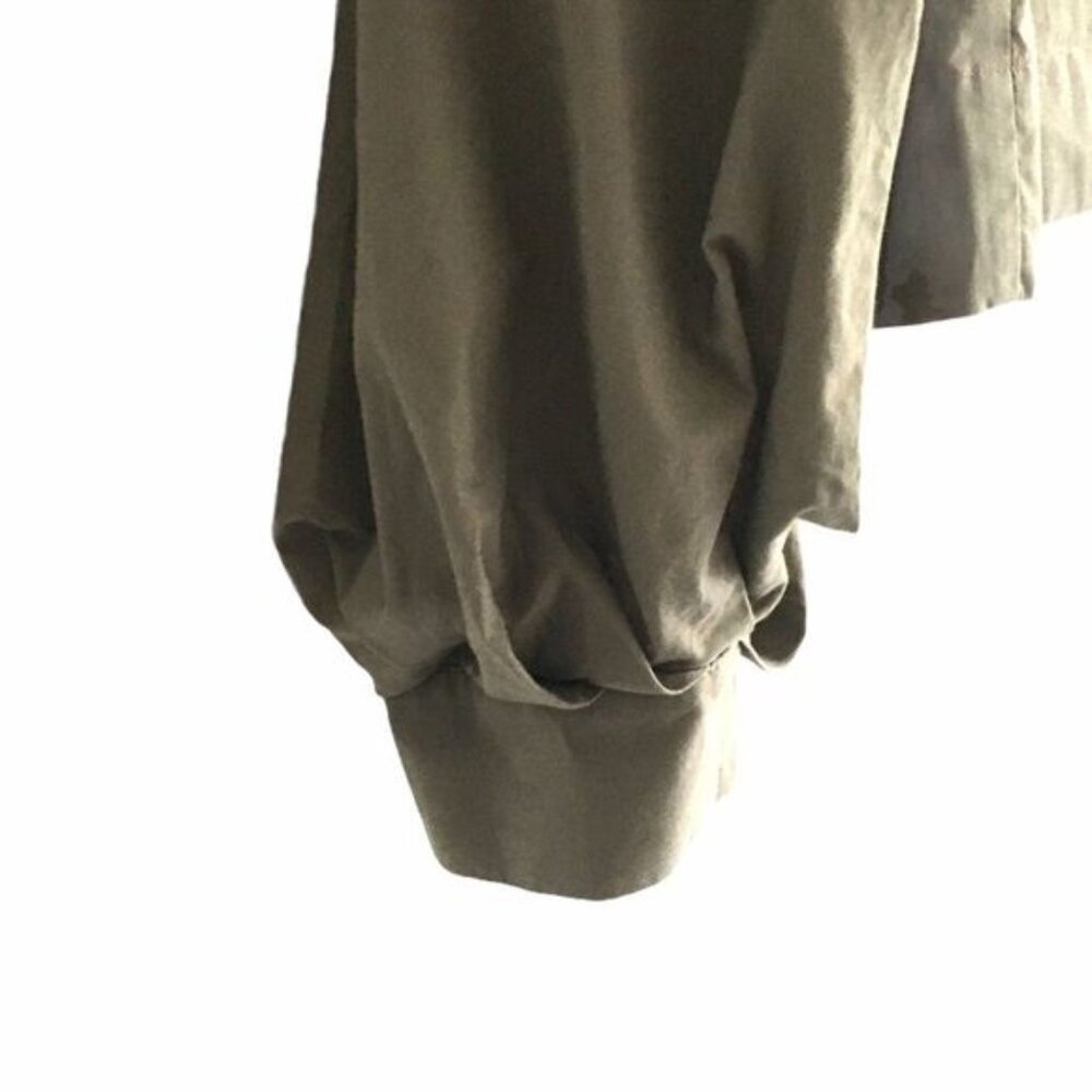 ARITZIA Cotton Cropped Blouse Balloon Sleeves Taupe S - Picture 3 of 6